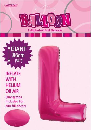 Giant Hot Pink Letter L 86cm (34”) Foil Balloon